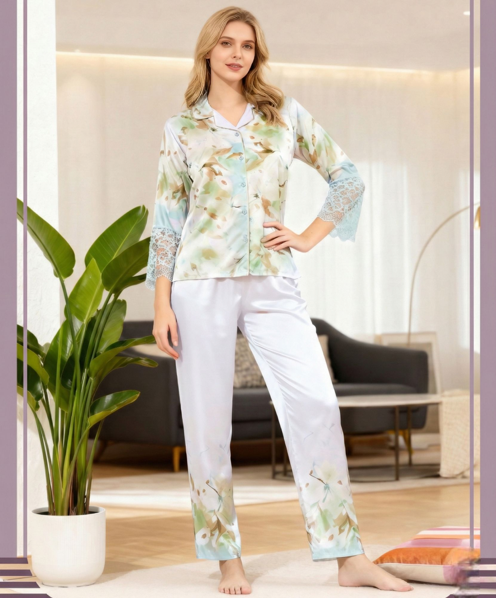 Armani Satin Full Sleeve Night Suit