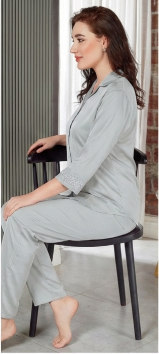 ARMANI PLAIN SATIN FULL SLEEVE NIGHT SUIT