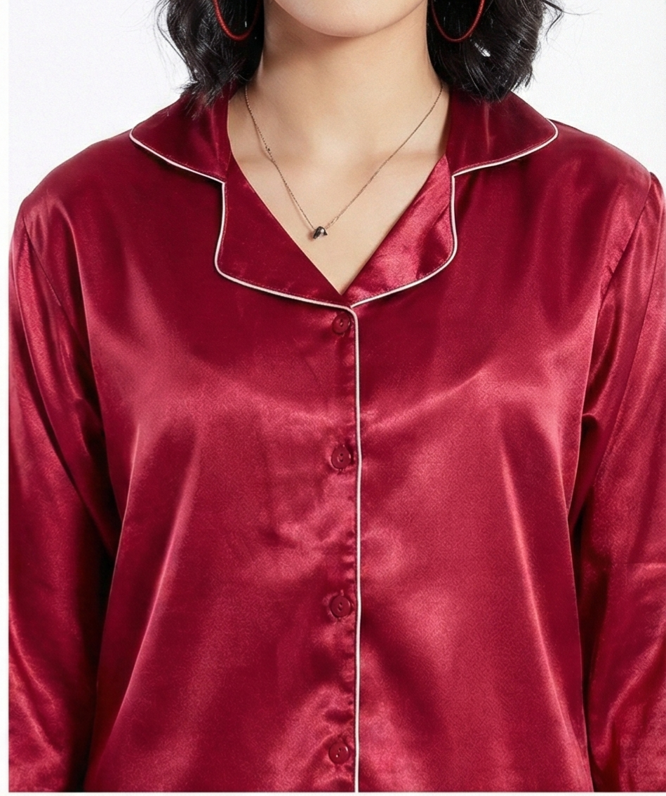 SATIN PLAIN NIGHT SUIT