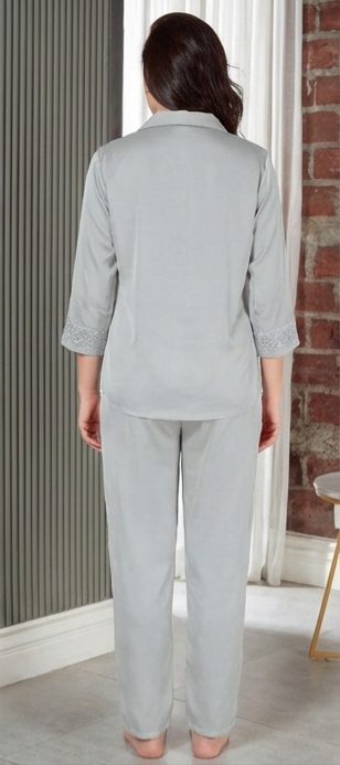 ARMANI PLAIN SATIN FULL SLEEVE NIGHT SUIT